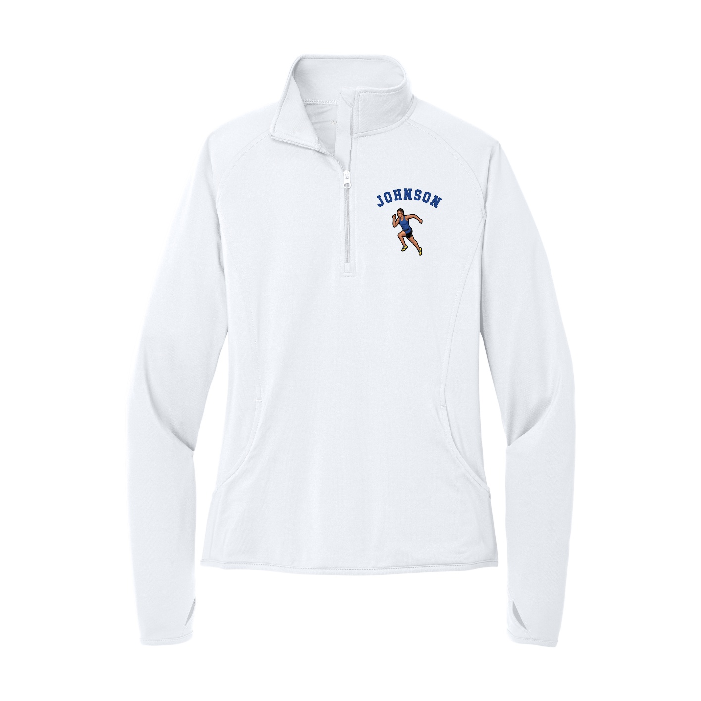 Women's Q-Zip Pullover — Shirsey Arch in White