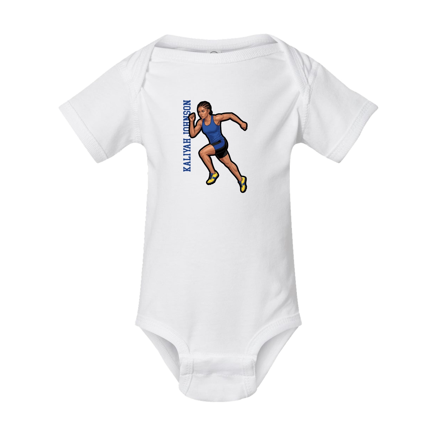 Baby Onesie — Name Vertical in White
