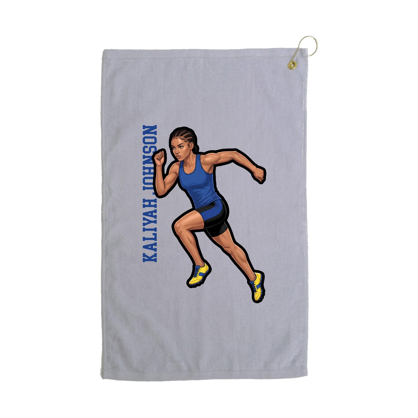 Golf Towel — Name Vertical in Grey
