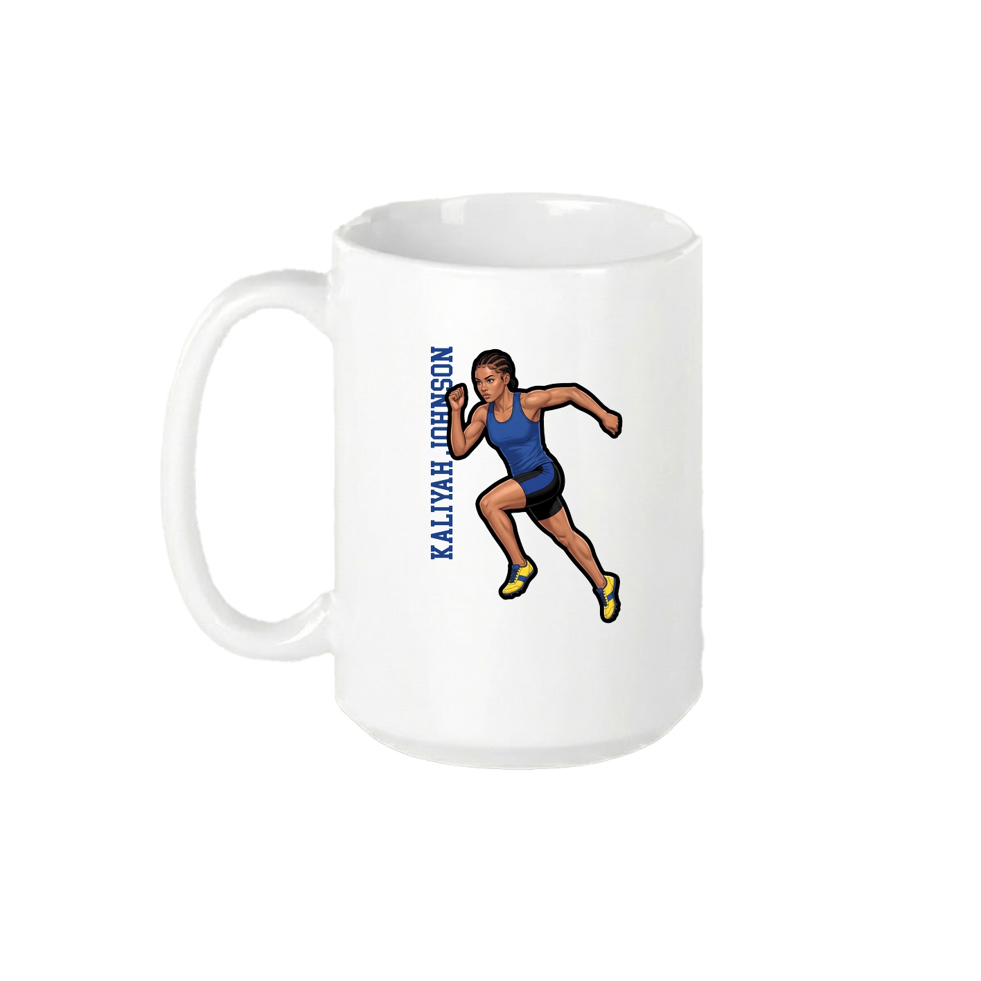 15oz Coffee Mug — Name Vertical in White