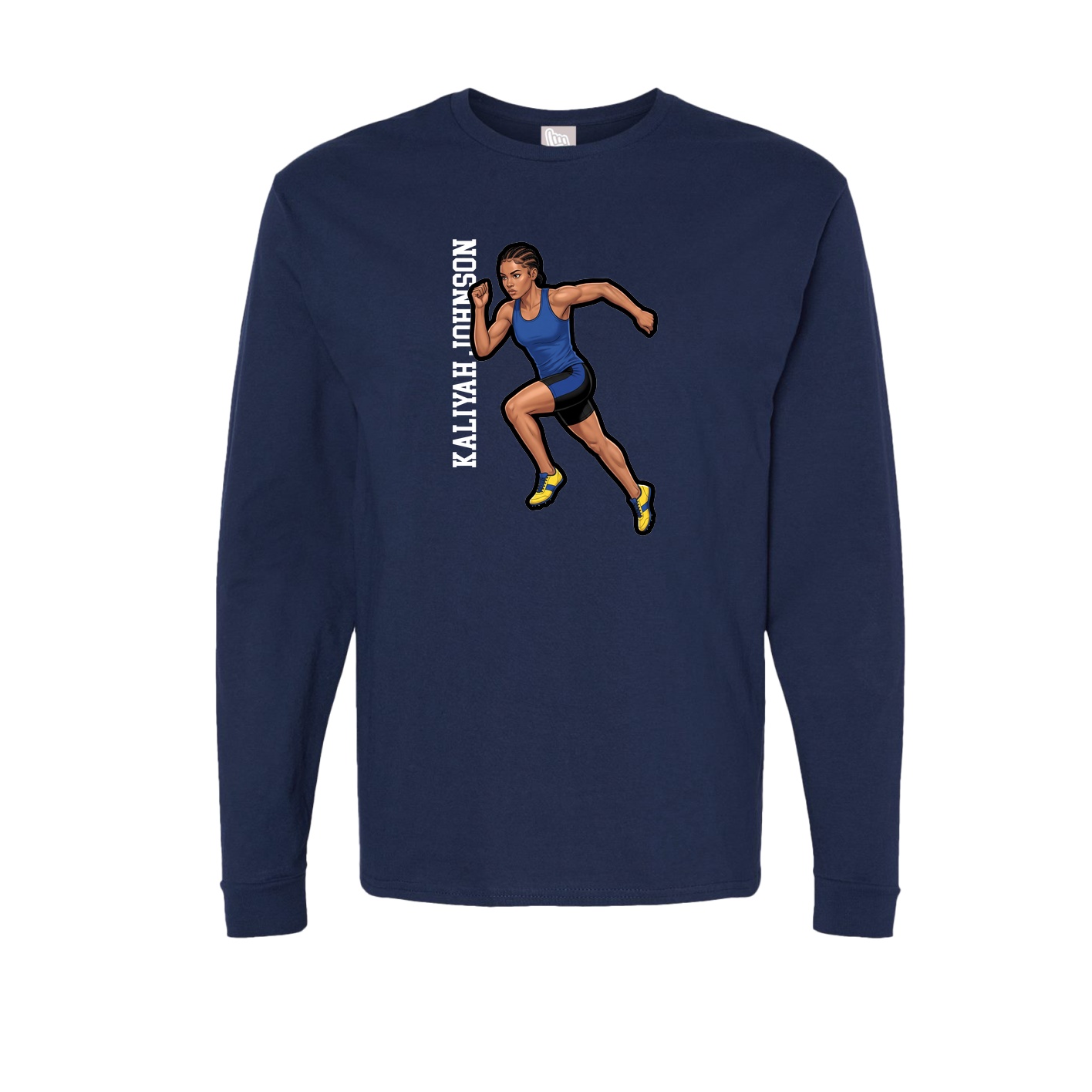 Long Sleeve Tee — Name Vertical in Navy
