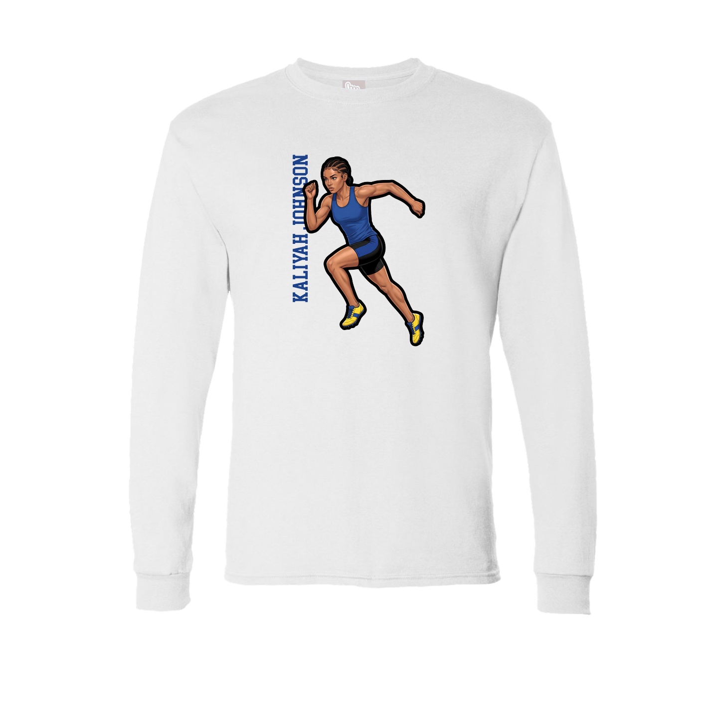 Long Sleeve Tee — Name Vertical in White