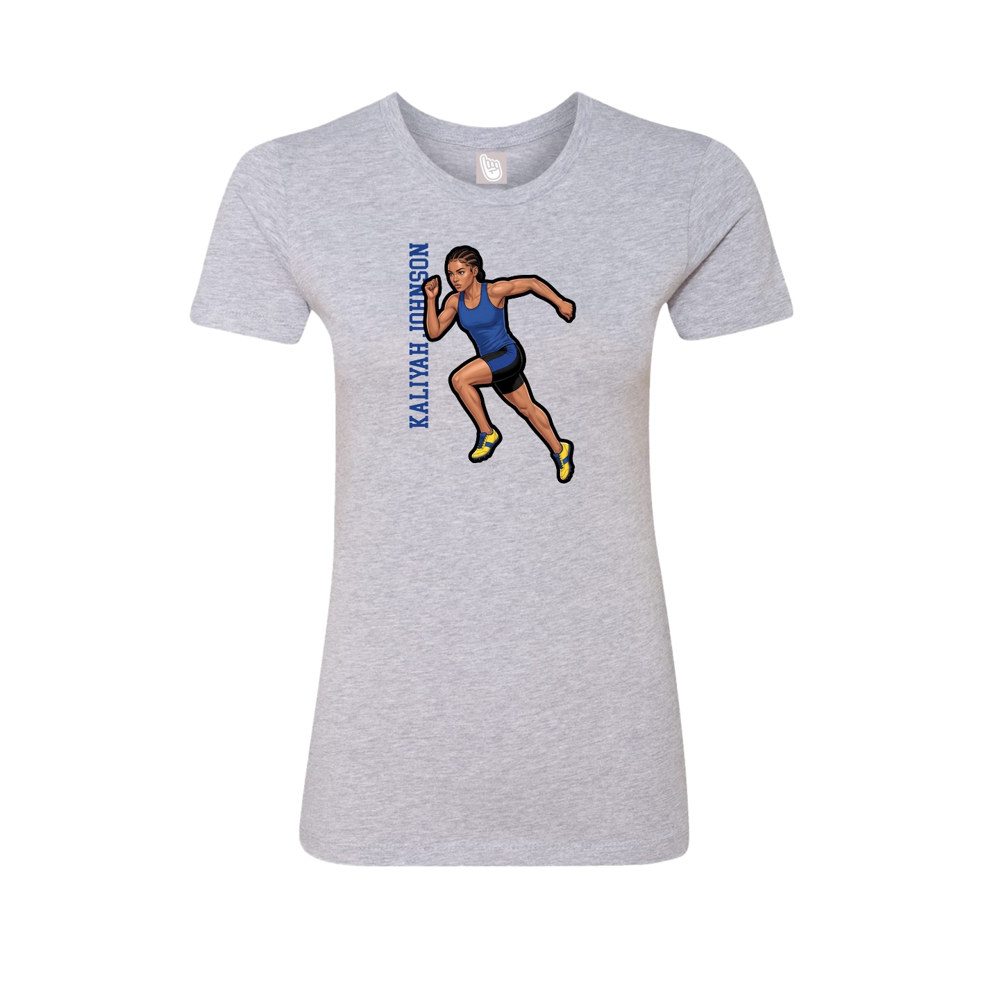 Womens Tee — Name Vertical in Grey