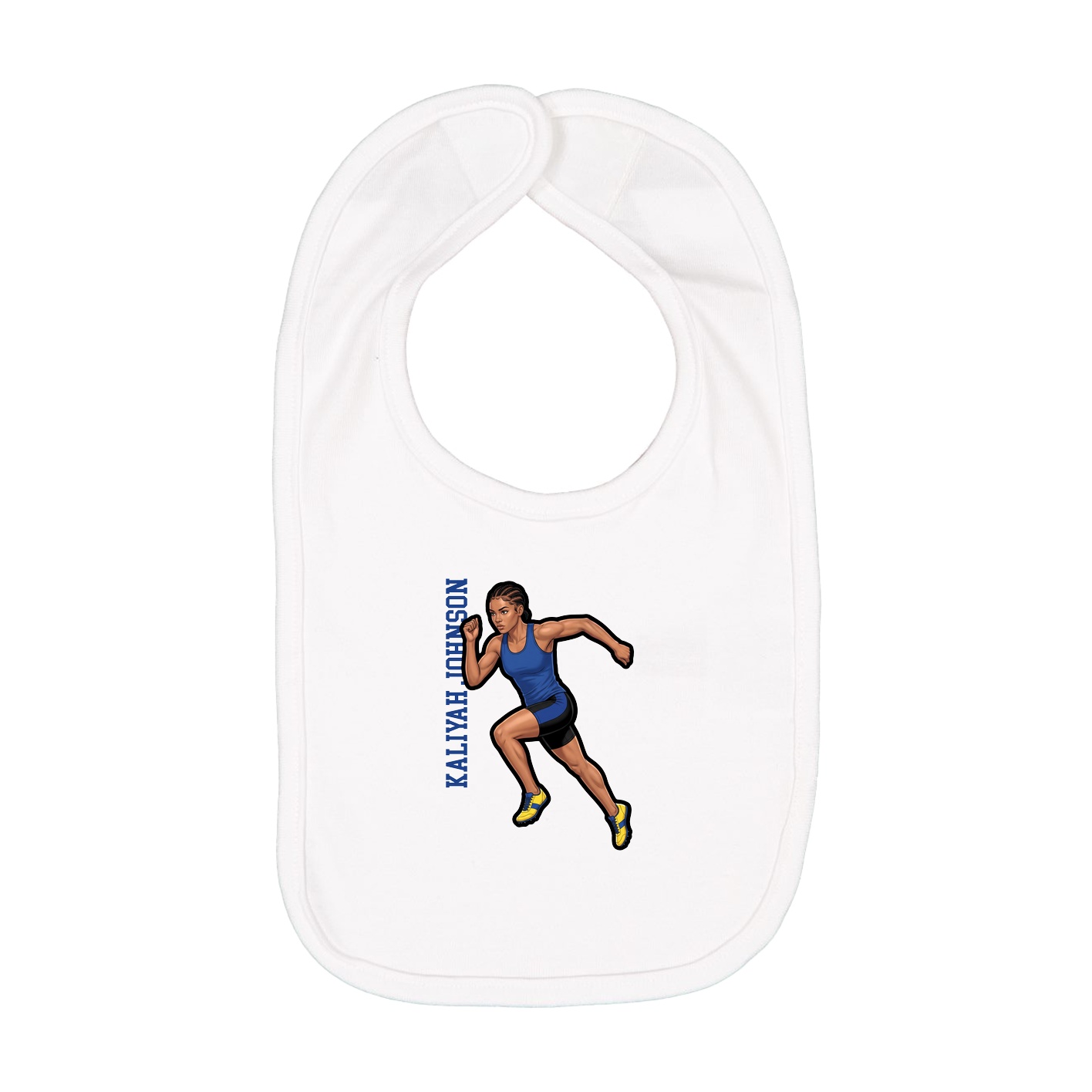 Infant Bib — Name Vertical in White