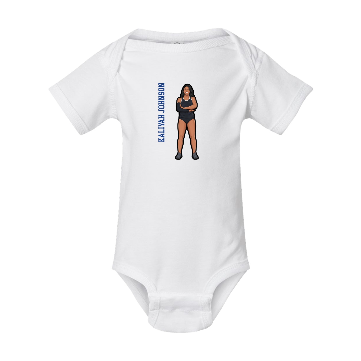 Baby Onesie — Name Vertical in White