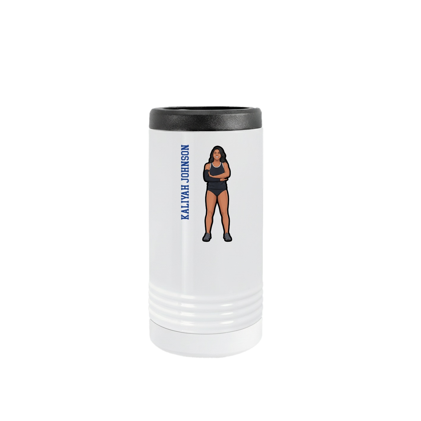 Slim Beverage Holder — Name Vertical in White