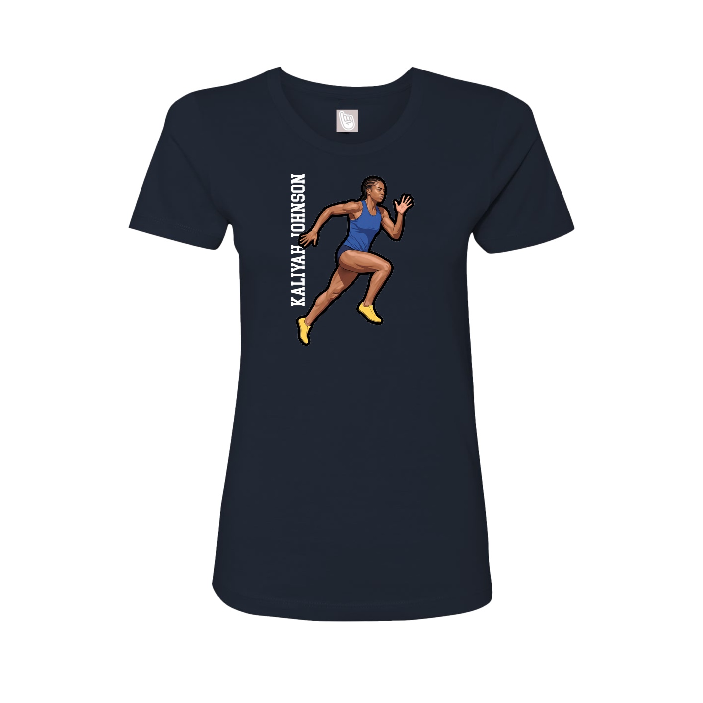 Womens Tee — Name Vertical in Navy