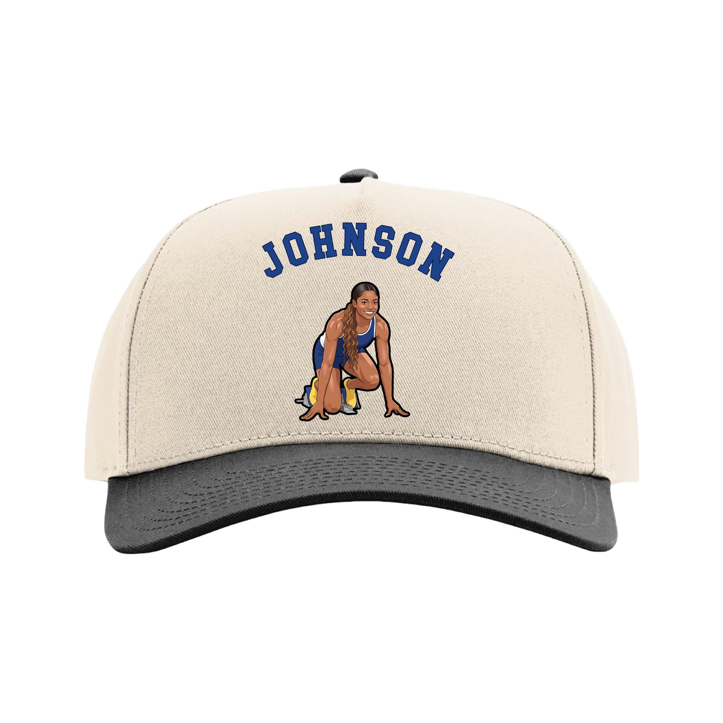 Full Fabric Five-Panel Champ Cap — Shirsey Arch in Cream/Black
