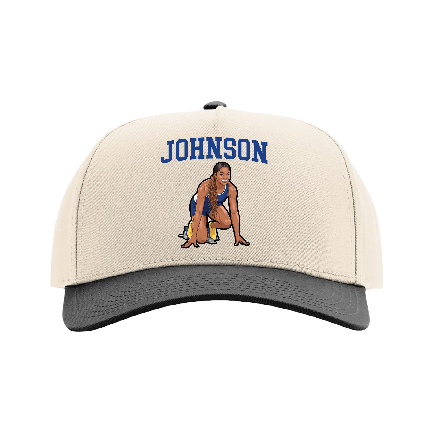 Full Fabric Five-Panel Champ Cap — Shirsey in Cream/Black