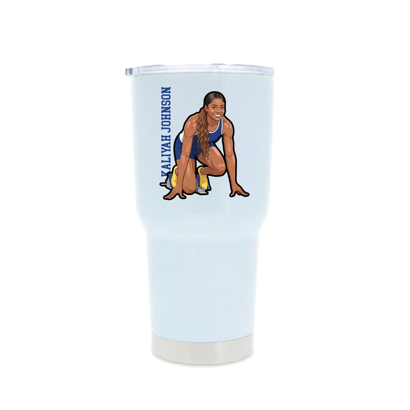 30oz Stainless Steel Tumbler — Name Vertical in White