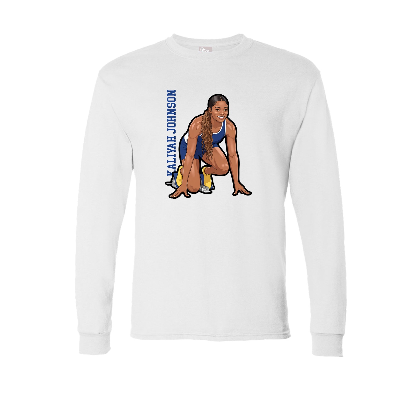 Long Sleeve Tee — Name Vertical in White