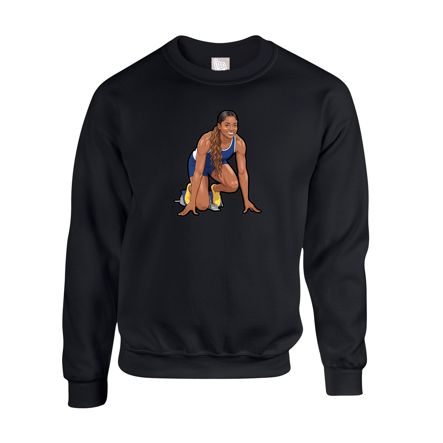 Fleece Crew — Name Vertical in Black