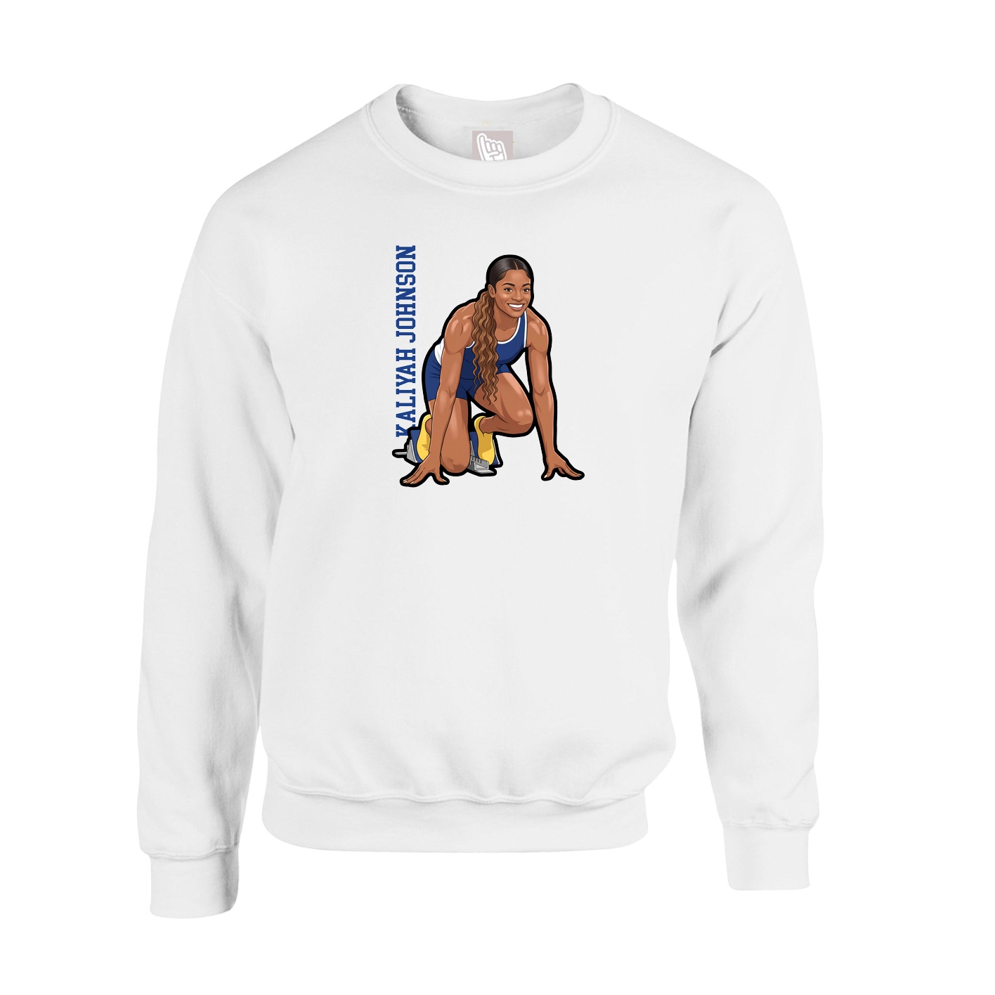 Fleece Crew — Name Vertical in White