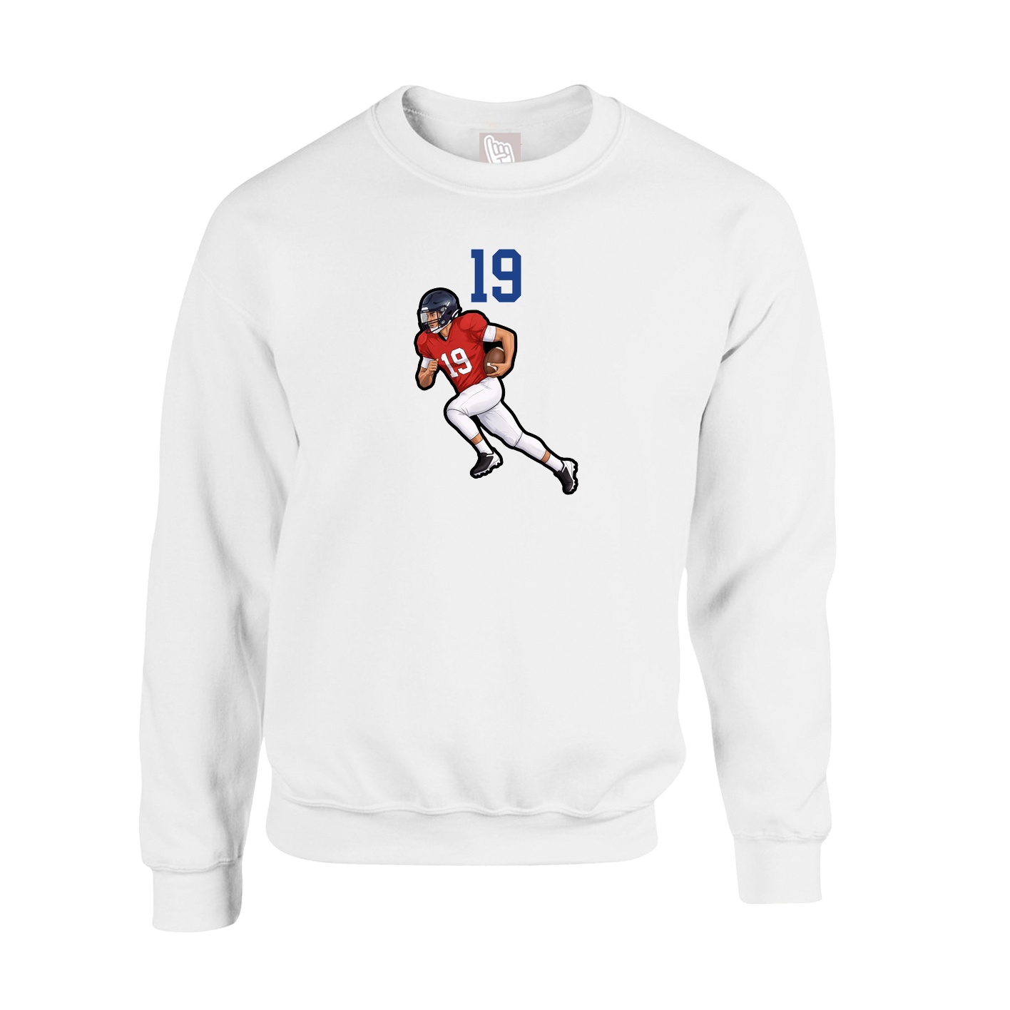 Fleece Crew — Number Top in White