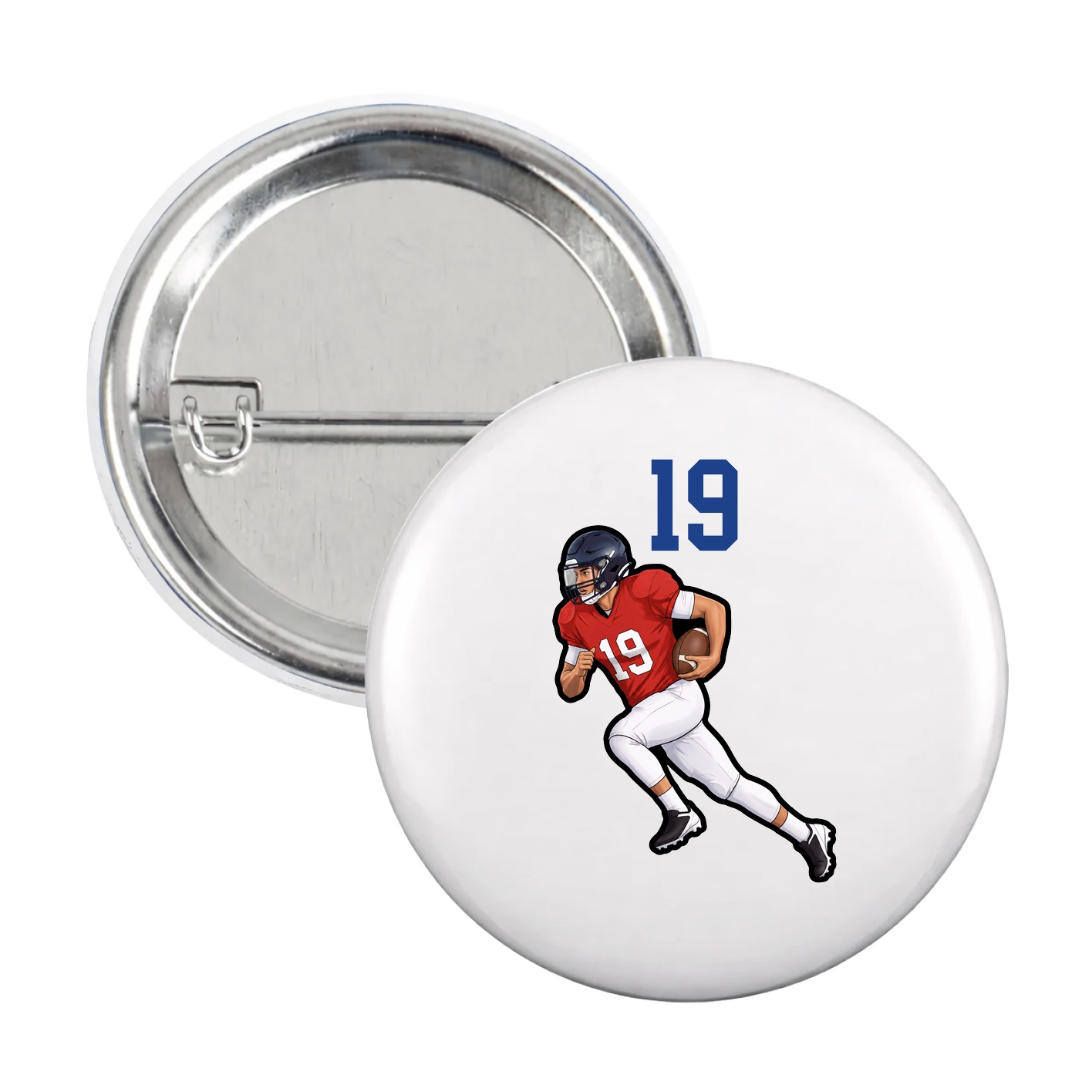 Game Day Button — Number Top in White