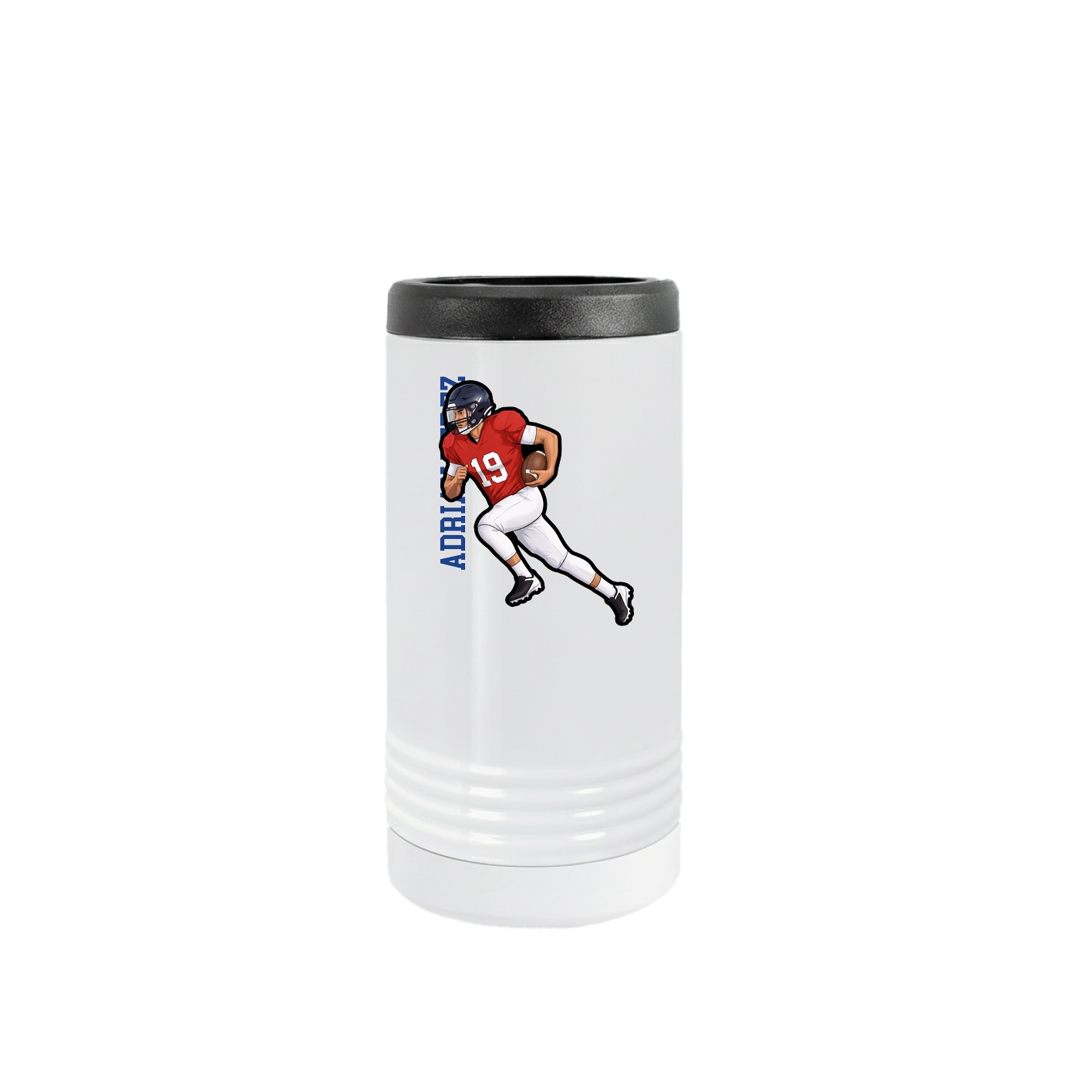 Slim Beverage Holder — Name Vertical in White
