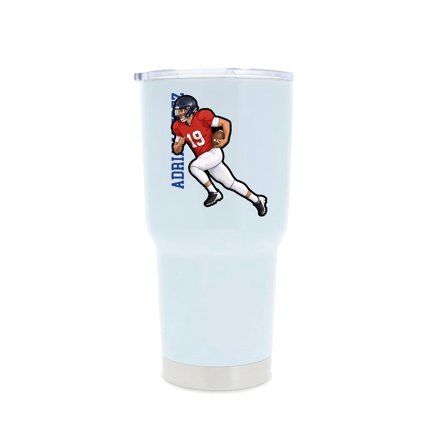 30oz Stainless Steel Tumbler — Name Vertical in White
