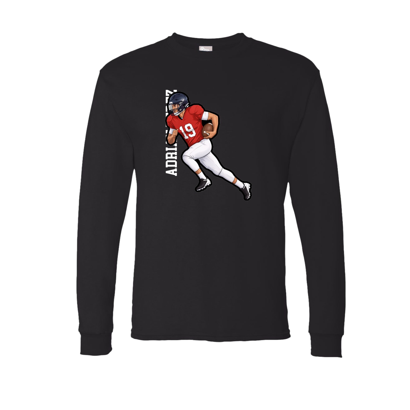 Long Sleeve Tee — Name Vertical in Black