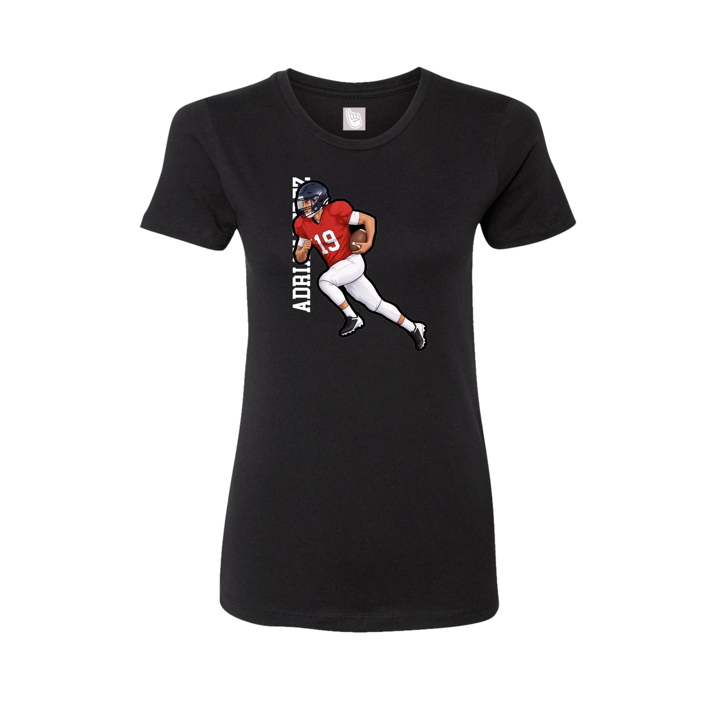 Fitted Women's Tee — Name Vertical in Black