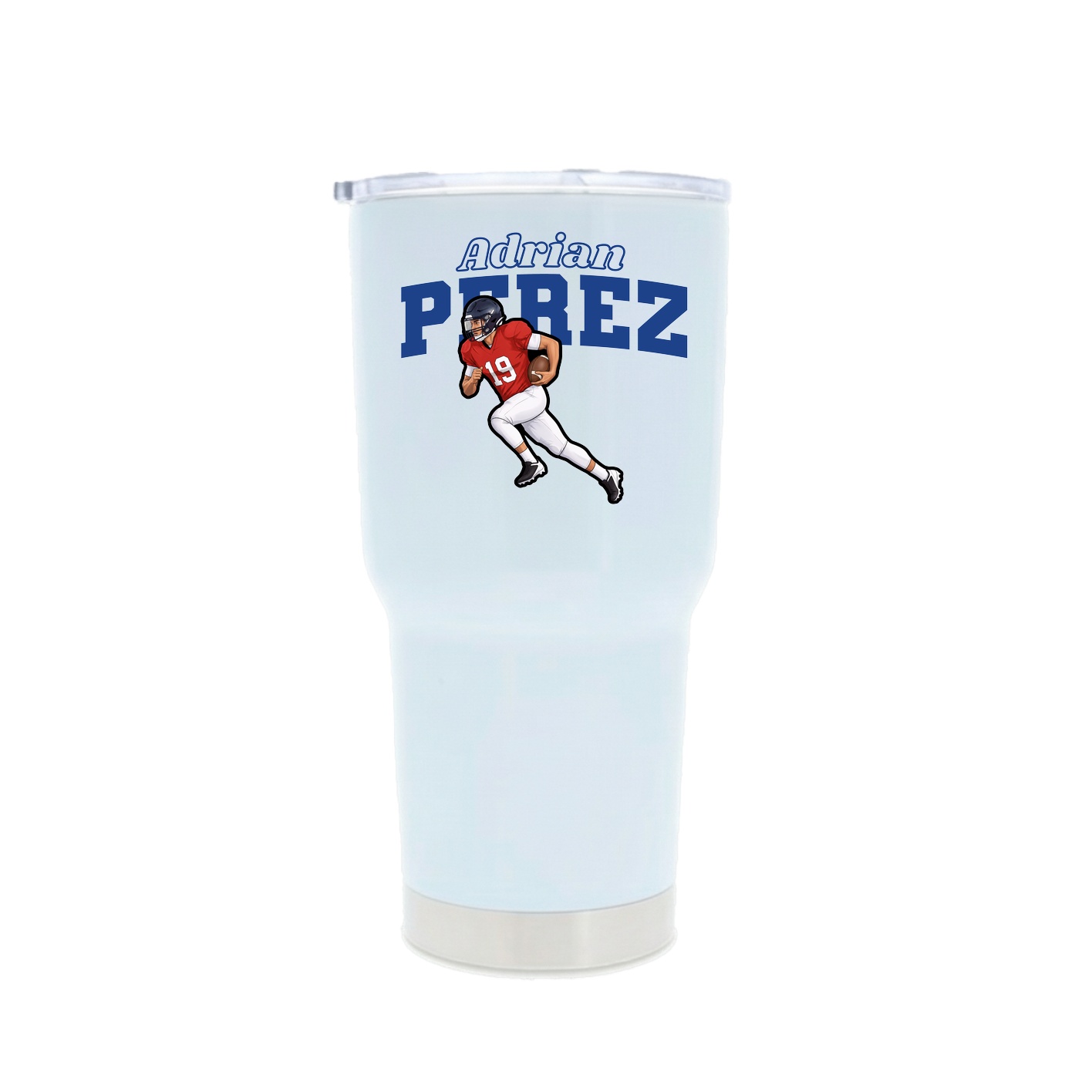 30oz Stainless Steel Tumbler — Name Arch in White