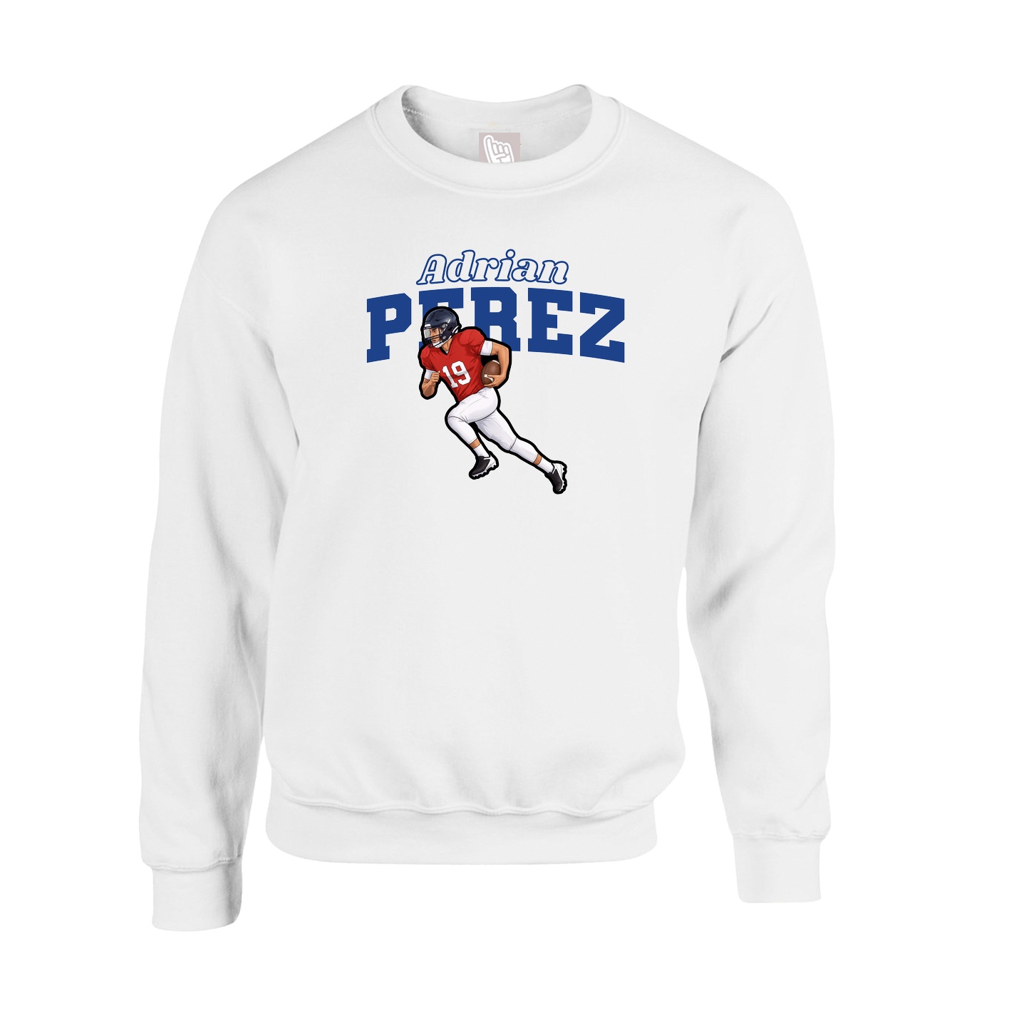 Fleece Crew — Name Arch in White