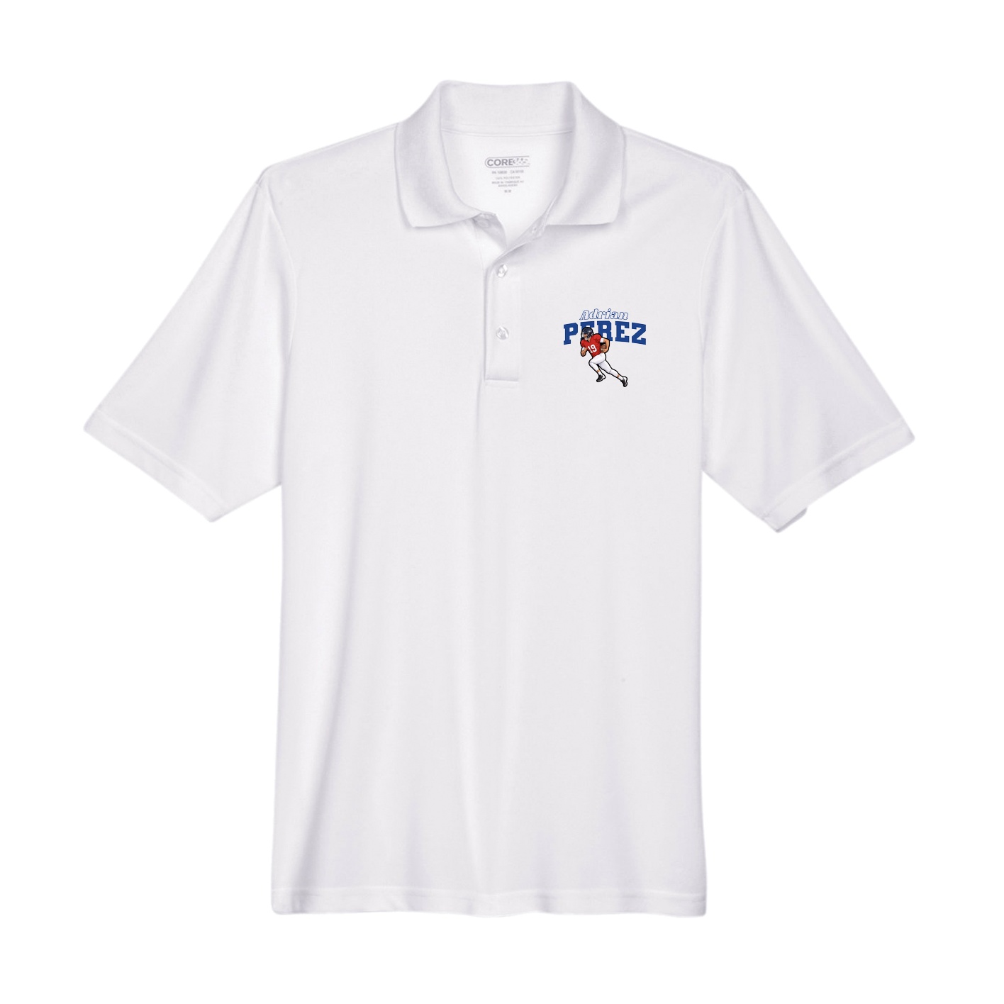 Performance Polo — Name Arch in White
