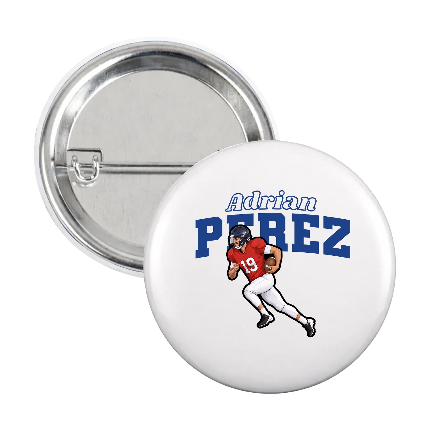 Game Day Button — Name Arch in White