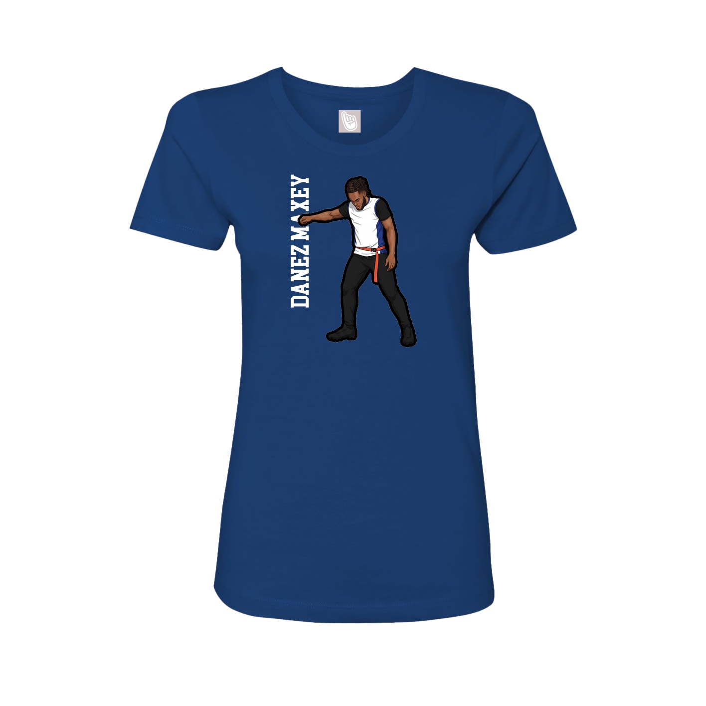 Fitted Women's Tee — Name Vertical in Royal
