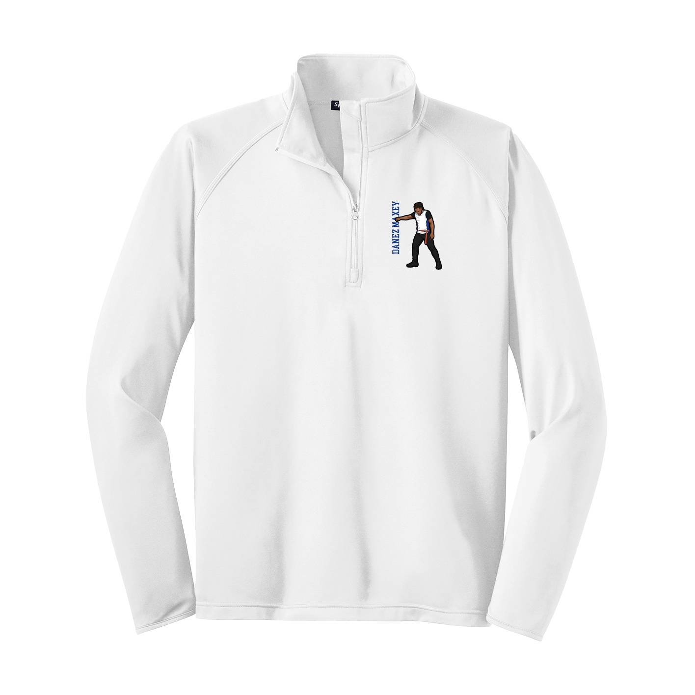 Q-Zip Pullover — Name Vertical in White