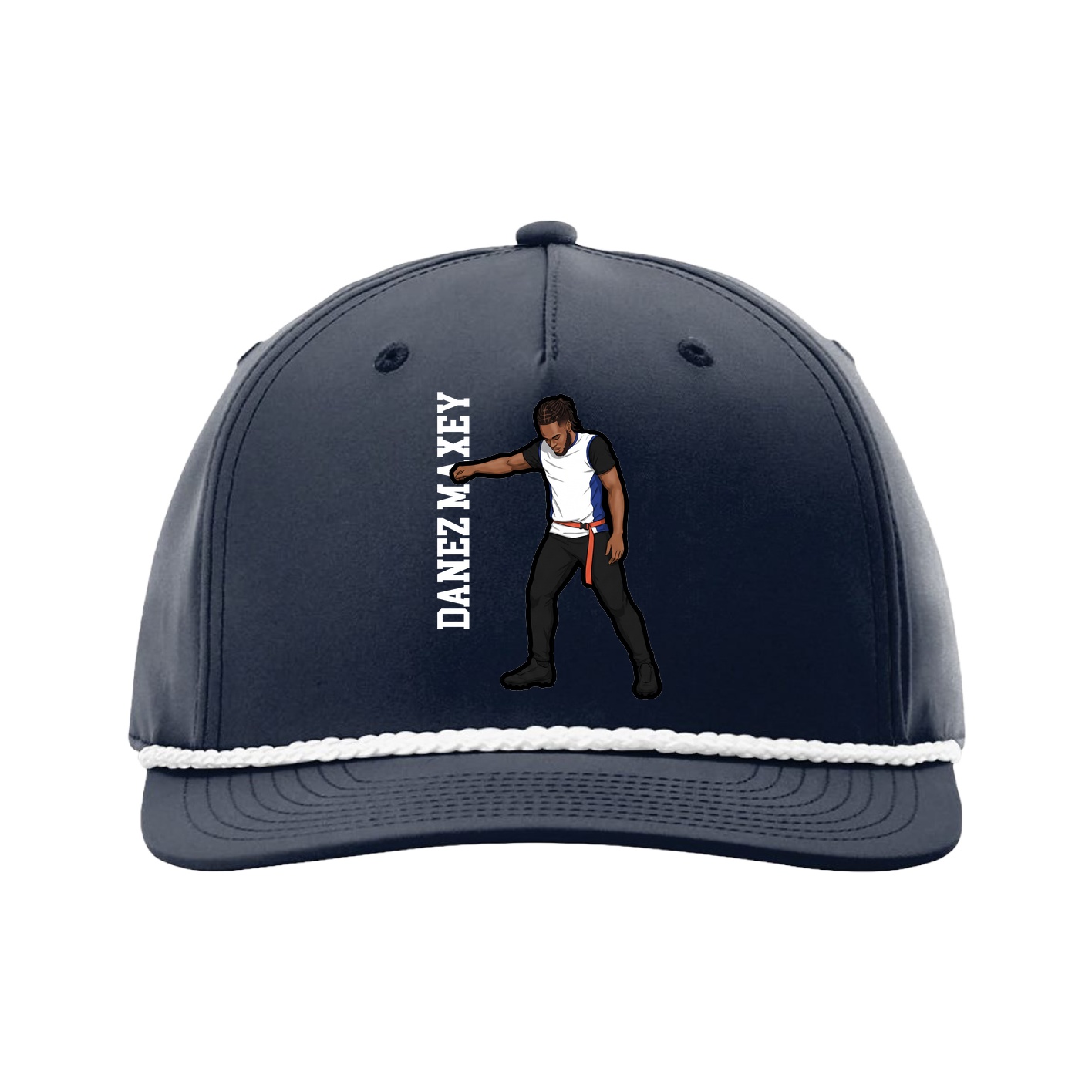 Five-Panel Classic Rope Cap — Name Vertical in Navy