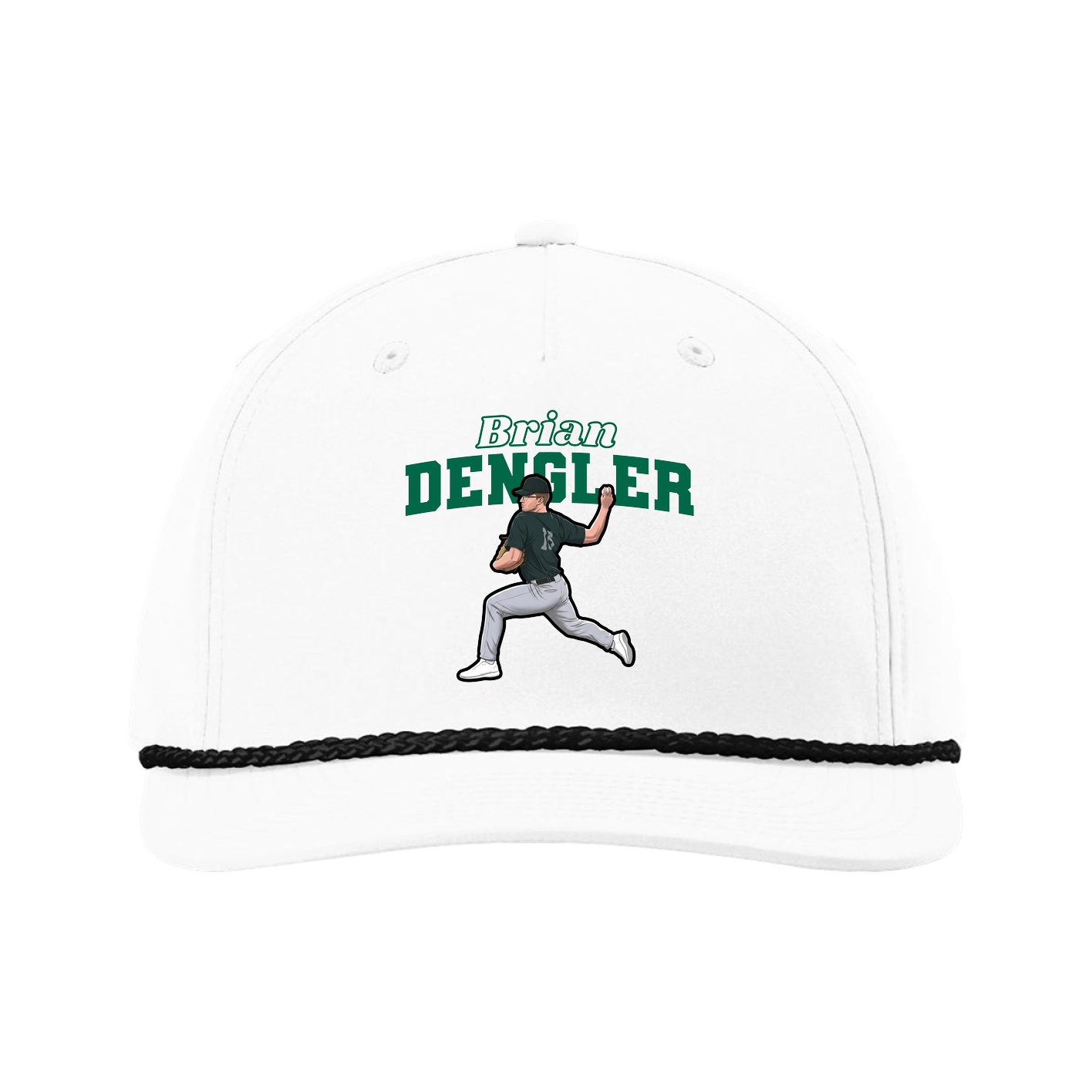 Five-Panel Classic Rope Cap — Name Arch in White