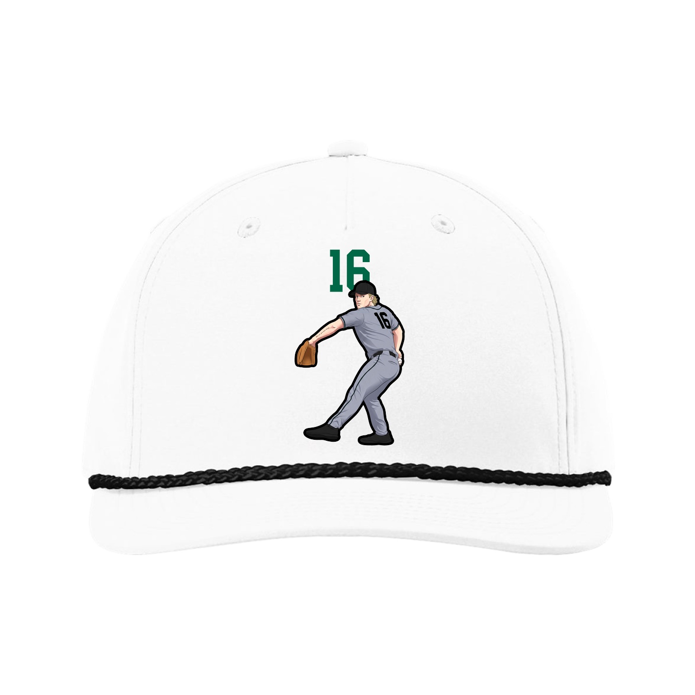 Five-Panel Classic Rope Cap — Number Top in White