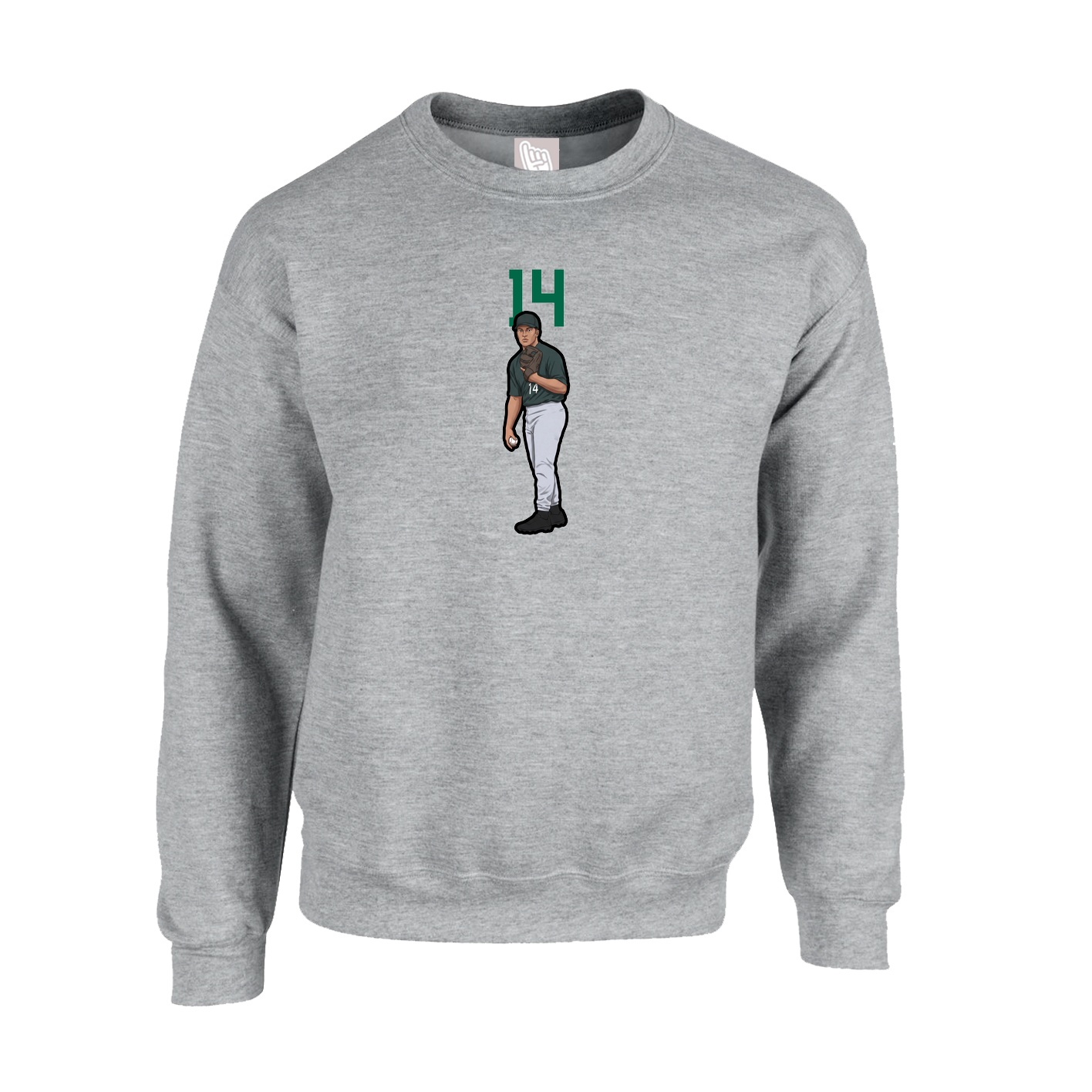 Fleece Crew — Number Top in Grey