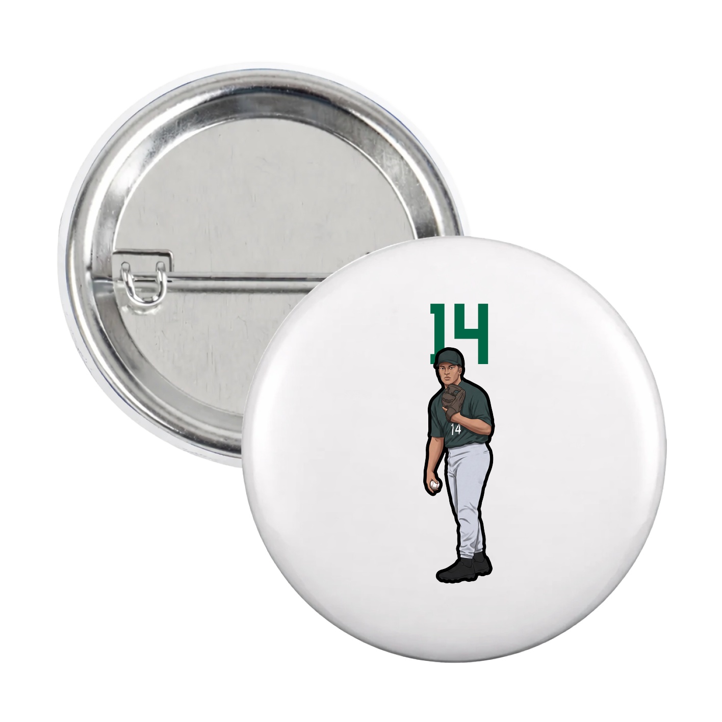 Game Day Button — Number Top in White