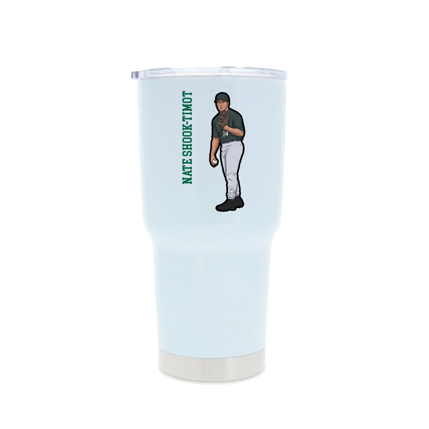 30oz Stainless Steel Tumbler — Name Vertical in White