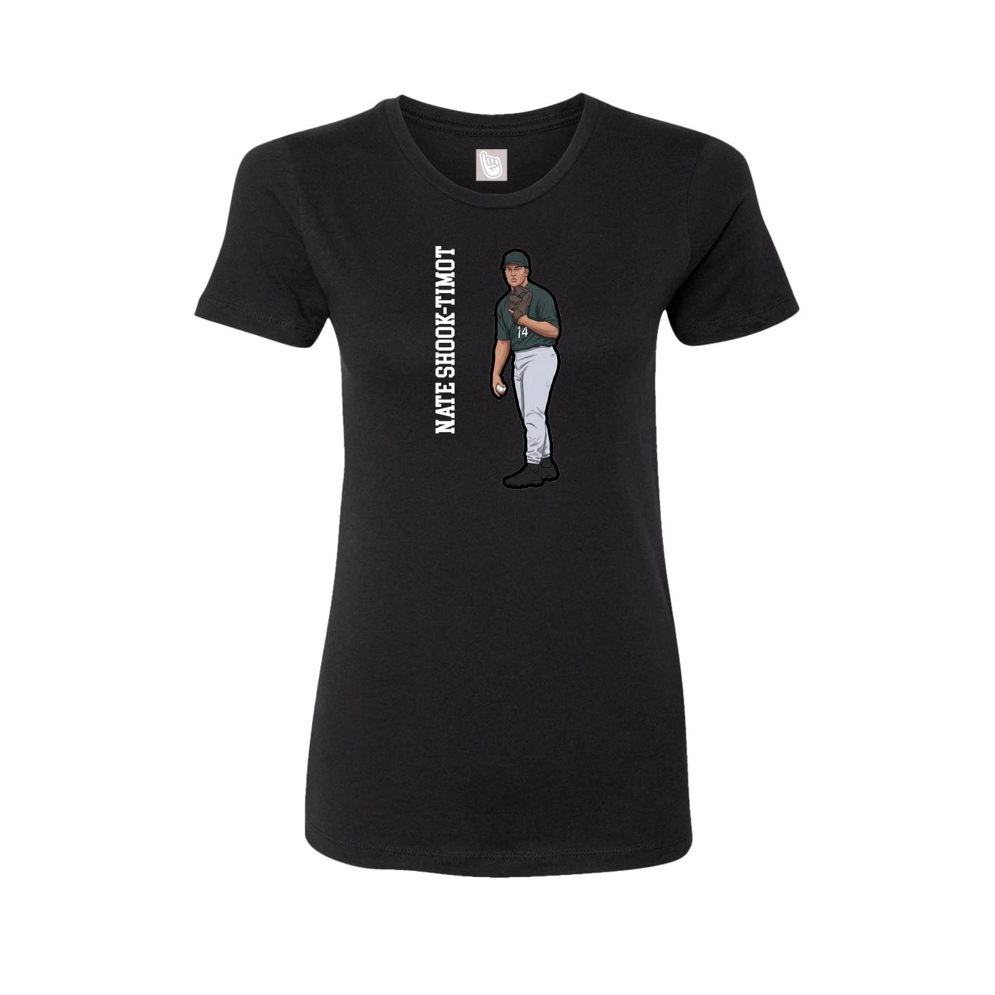 Fitted Women's Tee — Name Vertical in Black