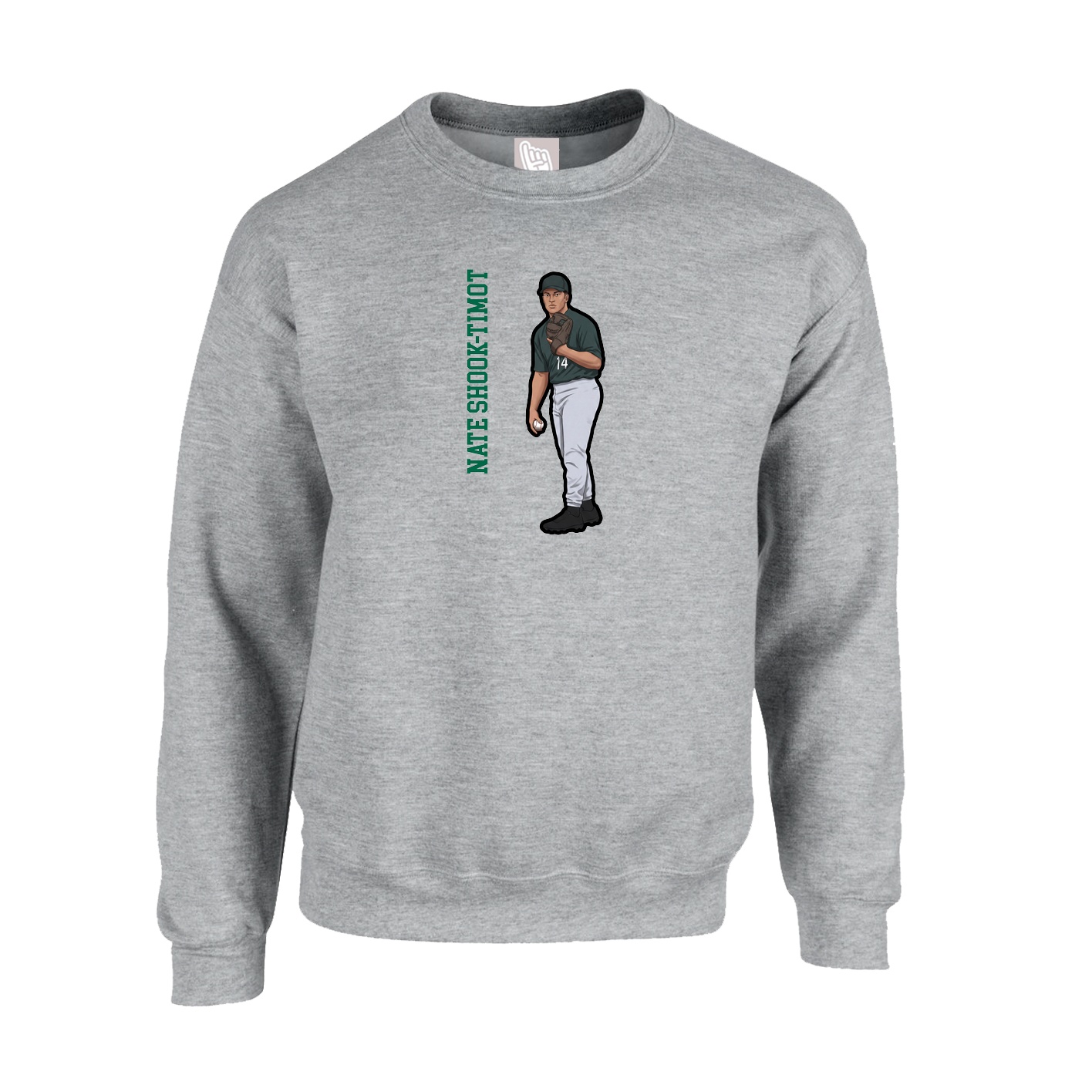 Fleece Crew — Name Vertical in Grey