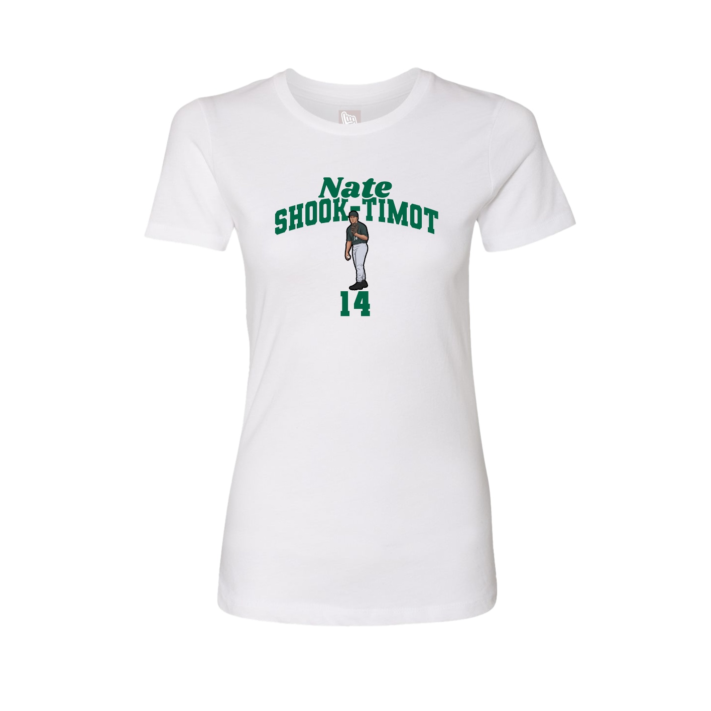 Fitted Women's Tee — Signature Arch in White