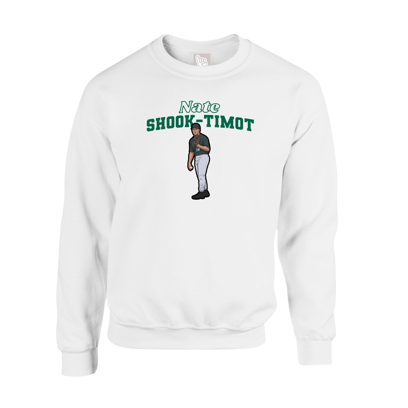 Fleece Crew — Name Arch in White
