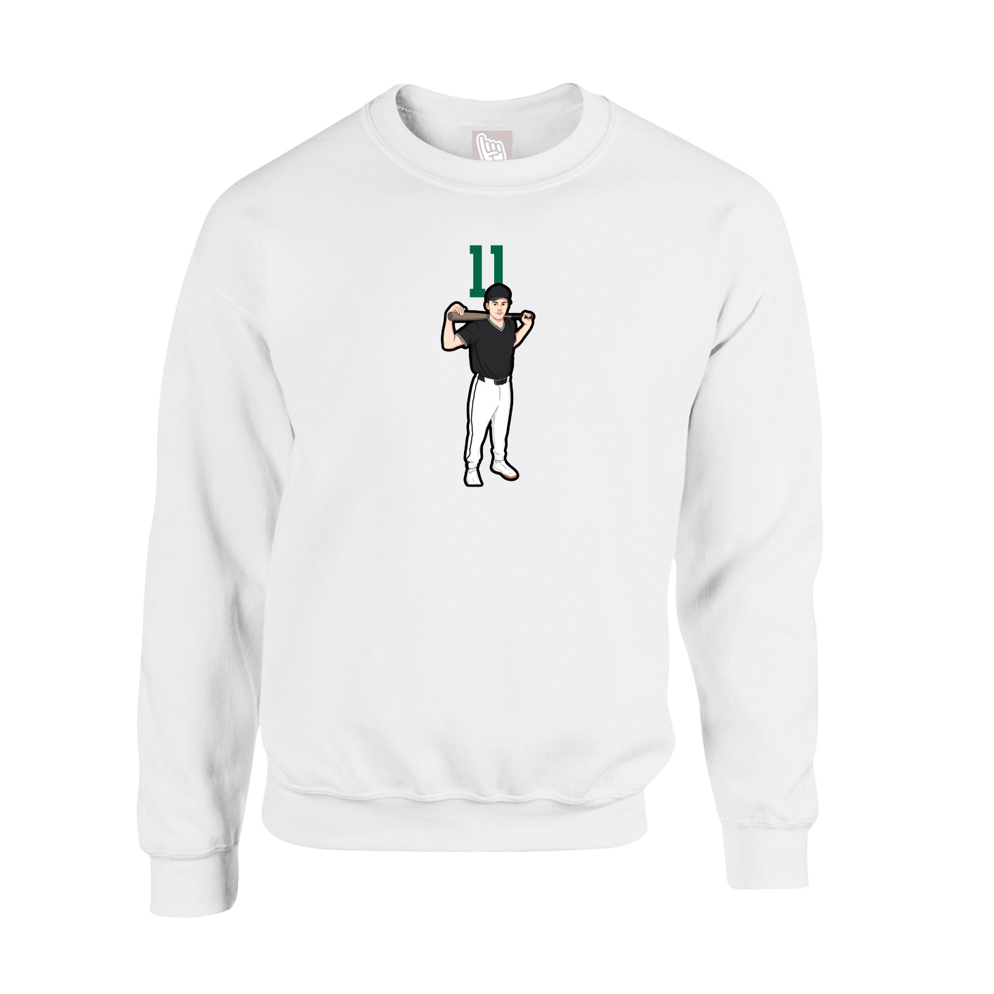Fleece Crew — Number Top in White