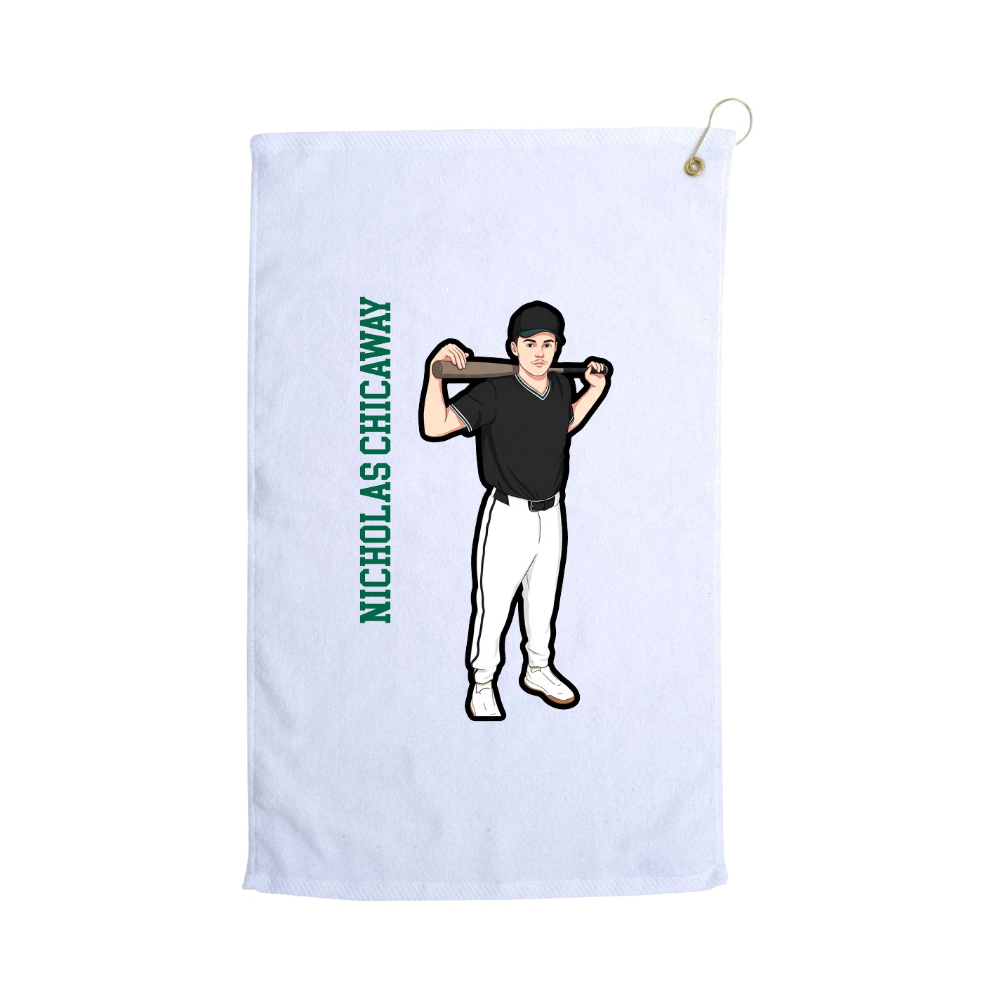 Golf Towel — Name Vertical in White