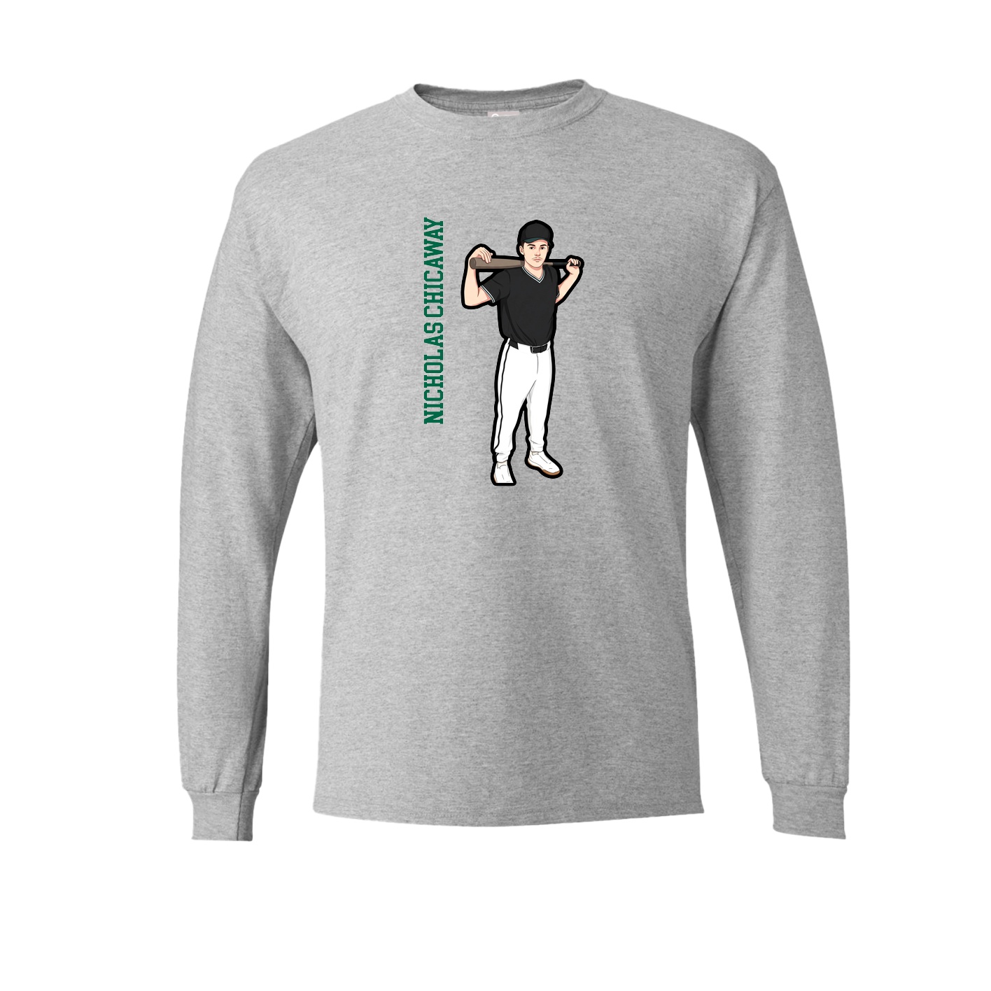Long Sleeve Tee — Name Vertical in Grey
