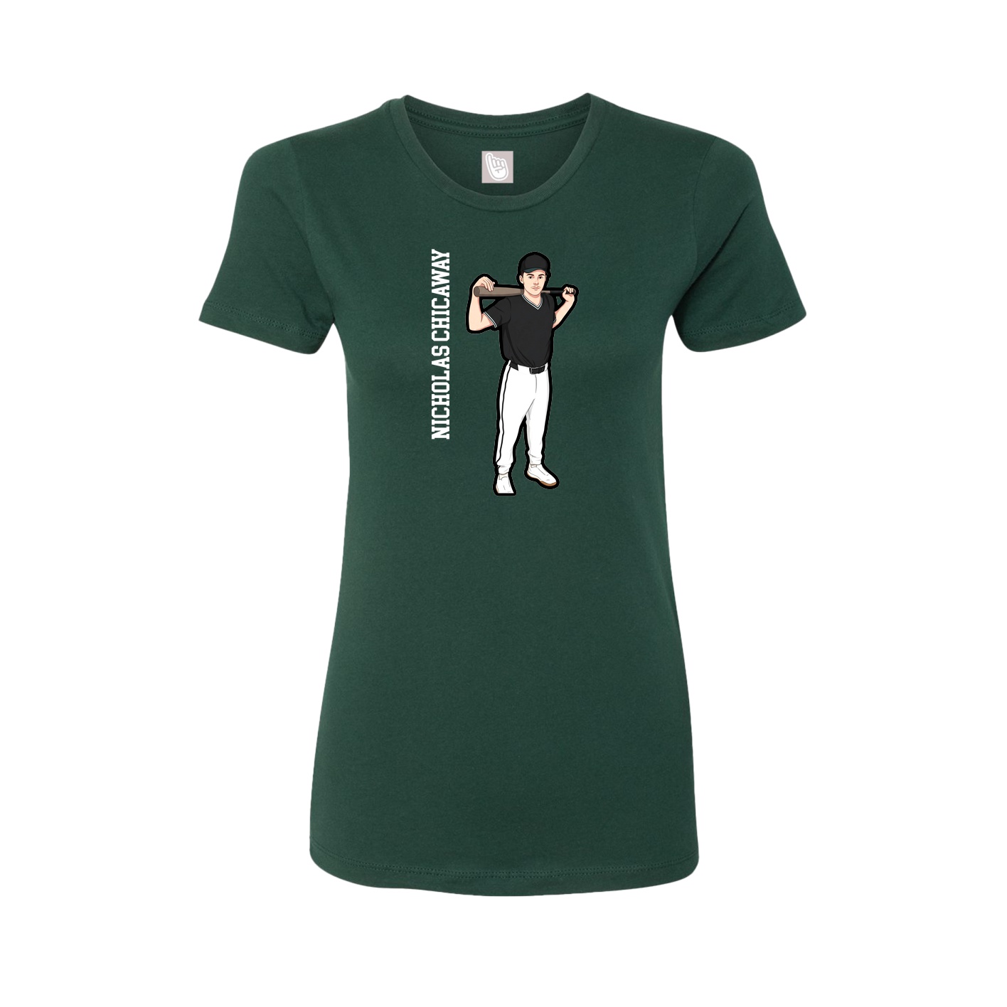 Fitted Women's Tee — Name Vertical in Green