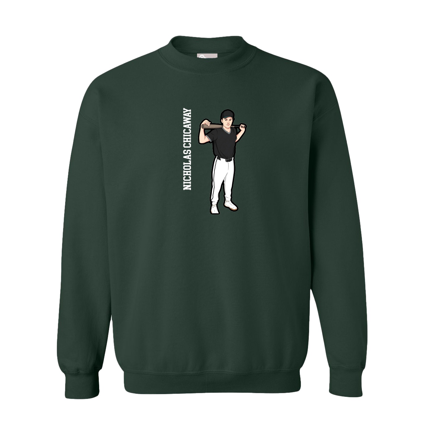Fleece Crew — Name Vertical in Green