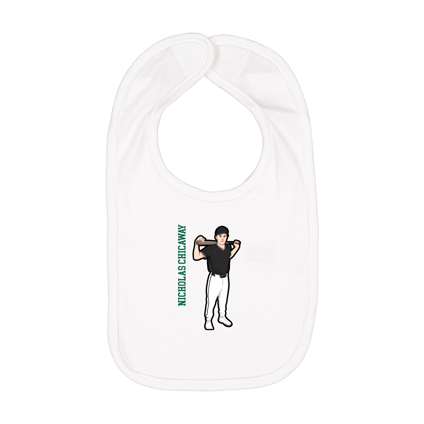 Infant Bib — Name Vertical in White