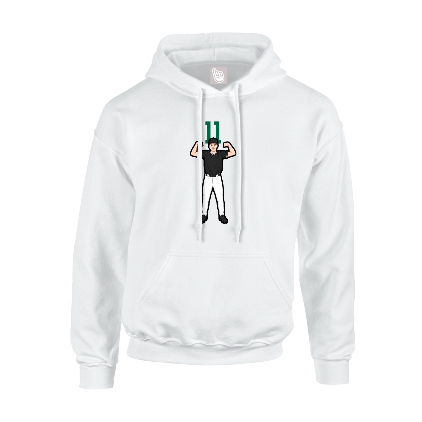 Youth Hoodie — Number Top in White