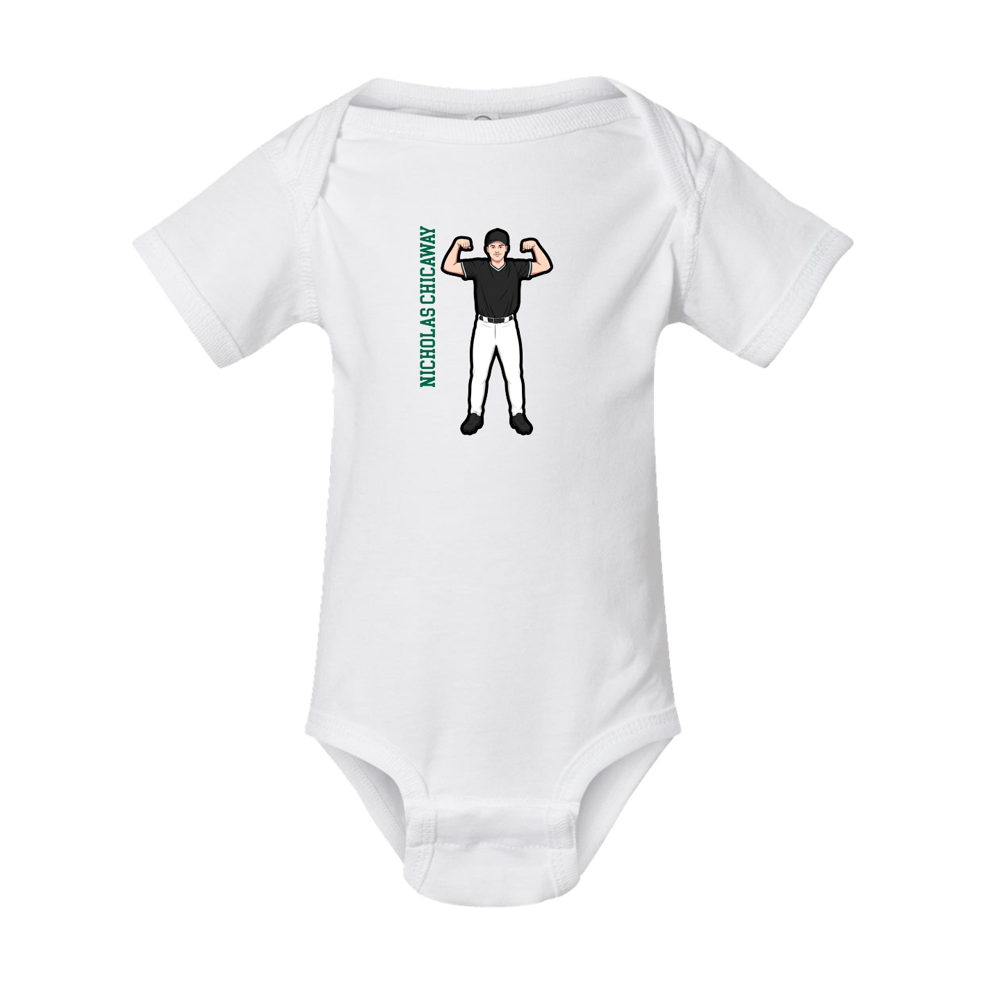 Baby Onesie — Name Vertical in White