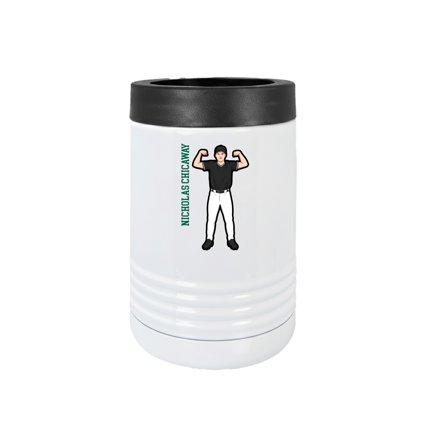 Beverage Holder — Name Vertical in White