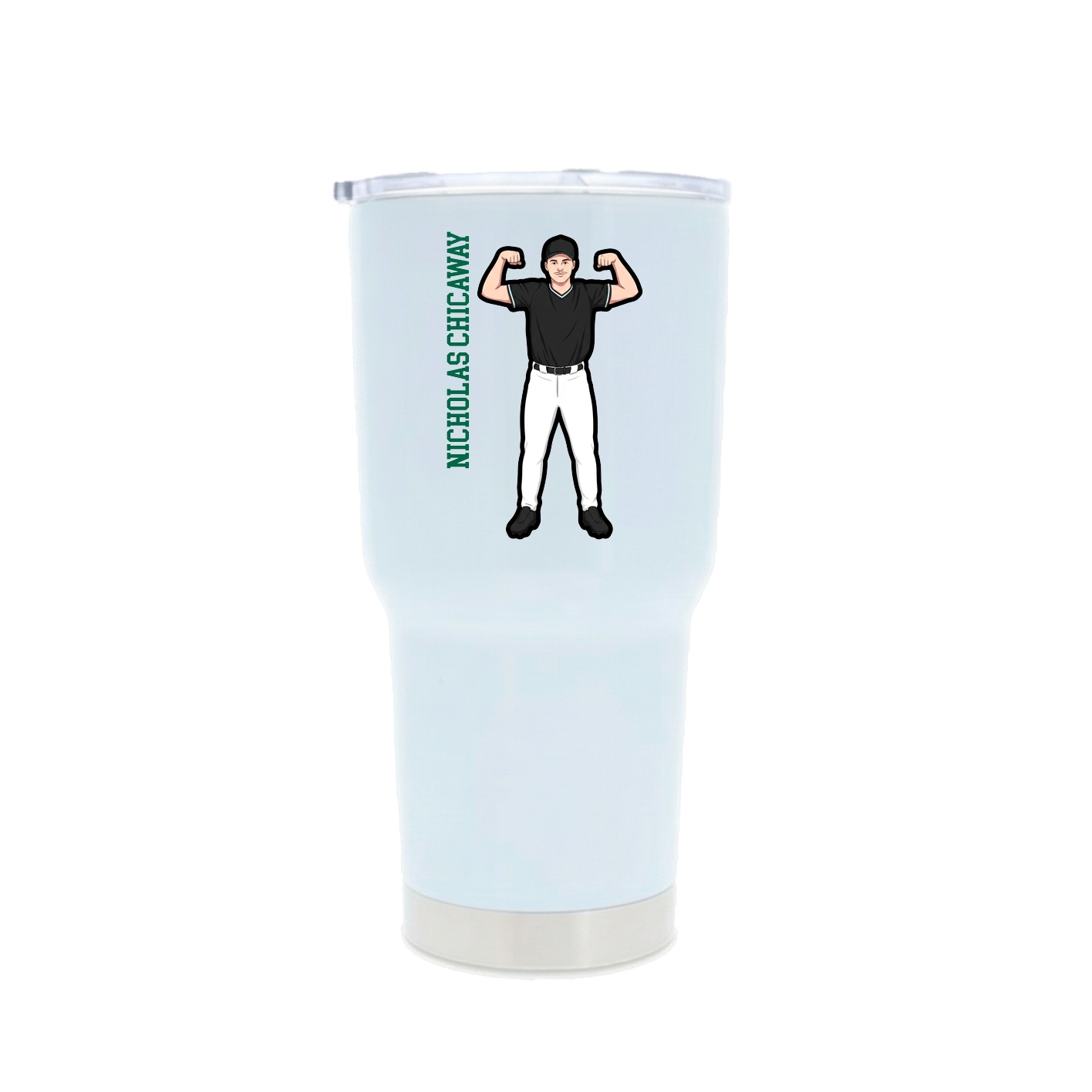 30oz Stainless Steel Tumbler — Name Vertical in White