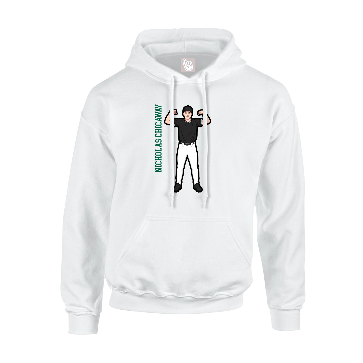 Hoodie — Name Vertical in White